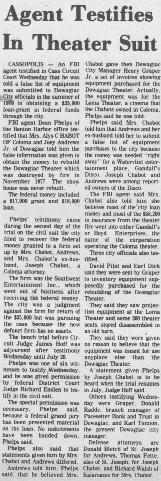 Dowagiac Theatre - June 18 1981